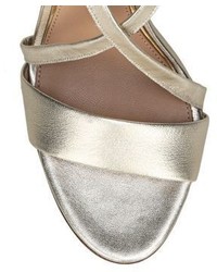 Diane von Furstenberg Calabar Lace Up Metallic Leather Block Heel Sandals