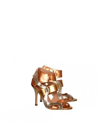 Carnet de Mode De Siena Mina Metallic Cut Out Leather Heeled Open Sandals