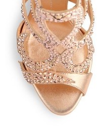 Giuseppe Zanotti Crystal Embellished Metallic Leather Sandals