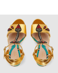 Gucci Embroidered Leather Sandal