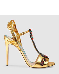 Gucci Embroidered Leather Sandal