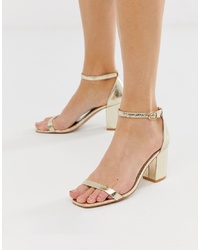 Glamorous Gold Block Heel Sandals