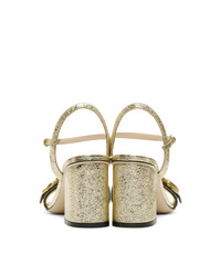 Gucci Gold Gg Marmont Heeled Sandals