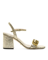 Gucci Gold Gg Marmont Heeled Sandals