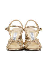 Jimmy Choo Gold Glitter Joya Heeled Sandals