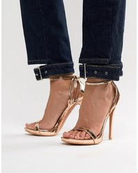 LOST INK Gold Stiletto Barely There Sandals