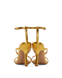 Bottega Veneta Gold Stretch Heeled Sandals