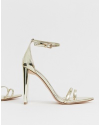 ASOS DESIGN Harper Barely There Block Heeled Sandals In Gold