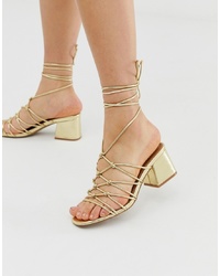 ASOS DESIGN Harvie Knotted Detail Sandals In Gold