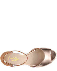Seychelles Hazel Floral Sandal  Tanrose Gold Suede Metallic Leather