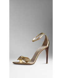 Burberry Knot Detail Metallic Leather Sandals