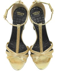 Versace Laminated Sahara Leather Micro Vanitas Heel Sandal