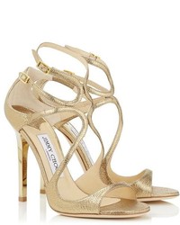 Jimmy Choo Lance Glitter Leather Strappy Sandals
