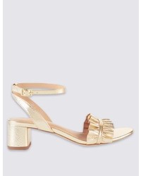 Marks and Spencer Leather Block Heel Ruffle Sandals