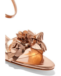 Sophia Webster Lilico Appliqud Metallic Leather Sandals Gold