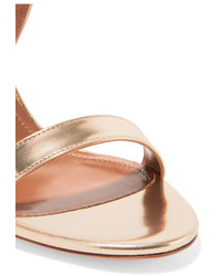 Aquazzura Linda Mirrored Leather Sandals Gold