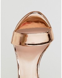 London Rebel Metallic Heeled Sandals With Ankle Strap