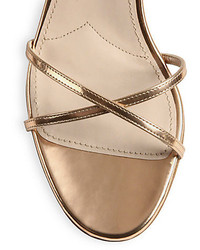 Miu Miu Metallic Leather And Swarovski Crystal Heel Sandals