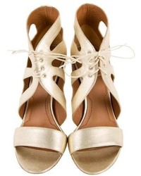Givenchy Metallic Leather Lace Up Sandals