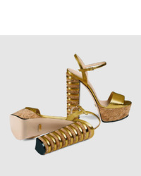Gucci Metallic Leather Platform Sandal