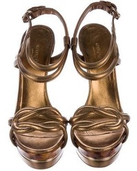 Gucci Metallic Leather Platform Sandals