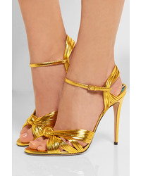 Gucci Metallic Leather Sandals Gold