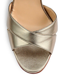 Manolo Blahnik Orlana Crisscross Metallic Leather Sandals