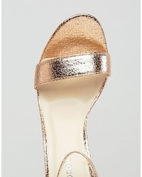 Glamorous Rose Gold Barely There Block Heeled Sandals