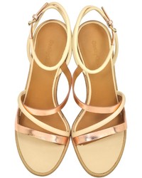 See by Chloe See By Chlo Beige Rose Gold Glitter Leather Heel Sandal