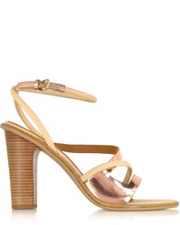See by Chloe See By Chlo Beige Rose Gold Glitter Leather Heel Sandal