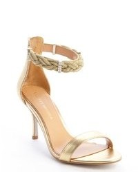 Badgley Mischka Silver Leather Rope And Crystal Detail Heel Hawthorne Sandals