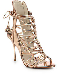 Webster Sophia Lacey Metallic Leather Strappy Sandals