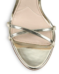 Miu Miu Swarovski Crystal Heel Metallic Leather Sandals