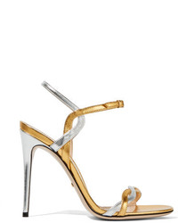 Gucci Two Tone Metallic Leather Sandals Gold
