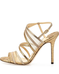 Jimmy Choo Visby Metallic Crisscross Sandal Metallic Mix