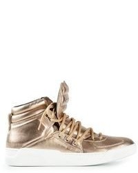 Gold Leather High Top Sneakers