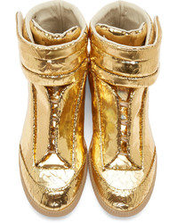 Maison Margiela Gold Cracked Future High Top Sneakers