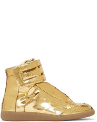 Maison Margiela Gold Cracked Future High Top Sneakers