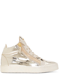 Giuseppe Zanotti Gold Patent Leather London High Top Sneakers