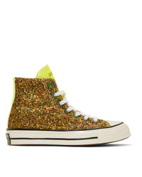 JW Anderson Green Converse Edition Glitter Chuck 70 High Sneakers