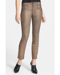 NYDJ Annelise Metallic Coated Zip Ankle Stretch Skinny Jeans