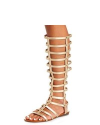 Gold Leather Knee High Gladiator Sandals