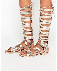 Asos Flyway Leather Knee High Gladiator Sandals
