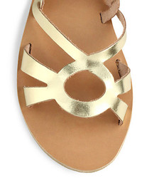 Ancient Greek Sandals Odyssey Metallic Leather Gladiator Sandals