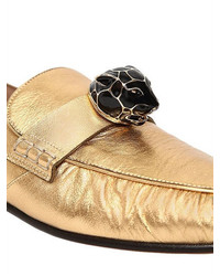 Valentino 20mm Panther Metallic Leather Loafers