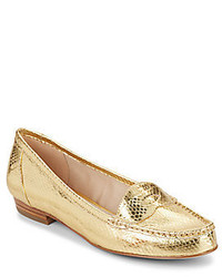 Louise et Cie Bitsy Snake Embossed Metallic Leather Loafers