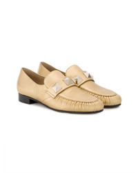 Valentino Gold Leather Rockstud Loafers