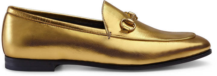 gold gucci loafers