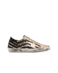 Golden Goose Deluxe Brand Black And Metallic Gold Leather Sneakers