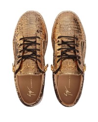 Giuseppe Zanotti Frankie Crocodile Effect Leather Sneakers